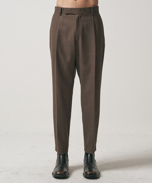 Свободные брюки из шерсти с одной складкой (Brown)