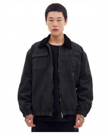 WASHED ZIP JACKET (BLACK)