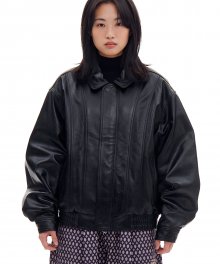 LEATHER ZIP JACKET (BLACK)