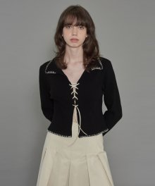 LACE UP STITCHING TOP (black)