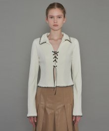LACE UP STITCHING TOP (ivory)