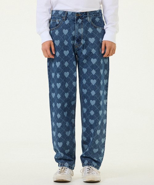 ARGYLE HEART DENIM PANT - BLUE