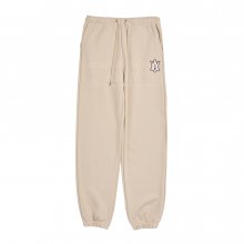 A LOGO EMBLEM PATCH SWEAT PANTS BEIGE