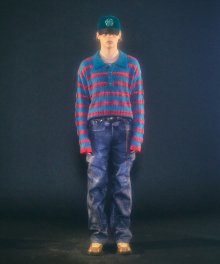 버블 스트라이프 폴로 스웨터 atb796m(BLUEGREEN/RED)
