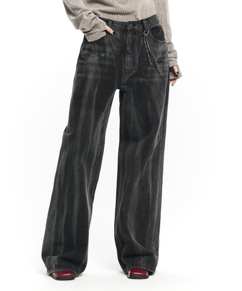 MUSINSA | MAISON MINED (W) DARK SMOKE WIDE DENIM PANTS