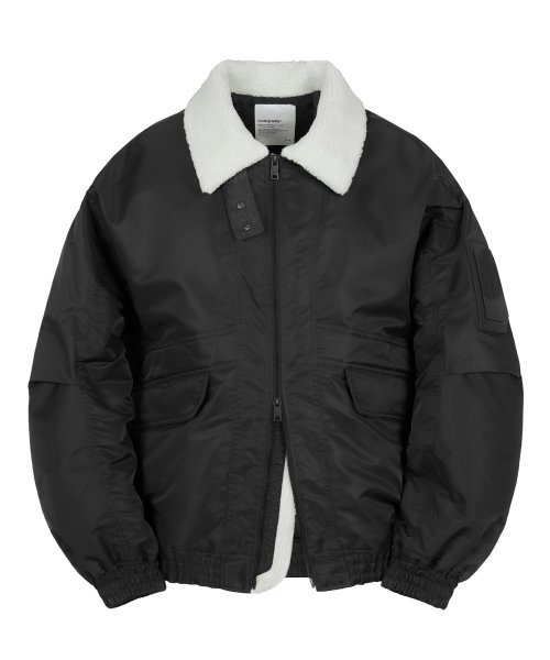 MUSINSA | Codegraphy Fleece Collar 2-WAY Utility MA-1 Jacket_Black