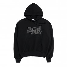 CURLY LOGO EMBOSS EMBROIDERY BASIC HOODIE BLACK
