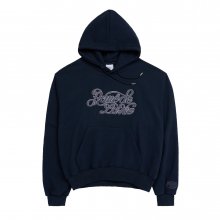 CURLY LOGO EMBOSS EMBROIDERY BASIC HOODIE NAVY