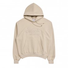 CURLY LOGO EMBOSS EMBROIDERY BASIC HOODIE BEIGE