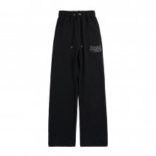 CURLY LOGO EMBOSS EMBROIDERY SWEAT PANTS BLACK