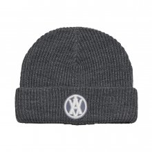 A LOGO CIRCLE EMBLEM EMBOSS PATCH SHORT BEANIE GREY