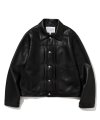 vegan leather trucker jacket black