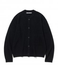 round neck wool cardigan black