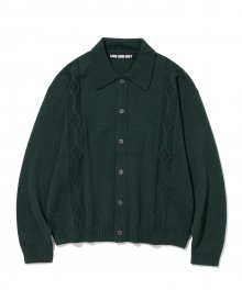 wool collar cardigan green