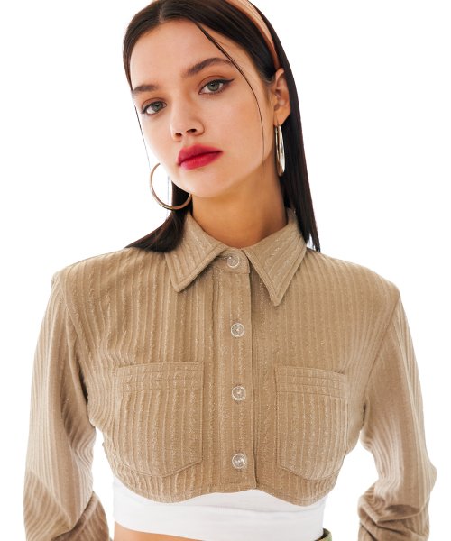 MUSINSA | OTHER-worldly Knit Bolero Shirt [Pearl Beige]