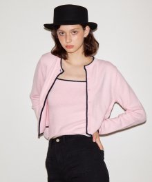 Line Point Knit Cardigan Set_Pink