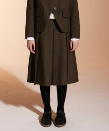 wool pleats skirts(womens) khaki brown