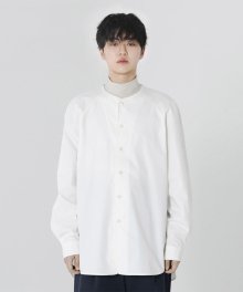 Collarless Binding shirt White