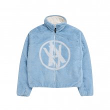 REVERSIBLE A LOGO EMBLEM FAKE FUR JACKET SKY BLUE