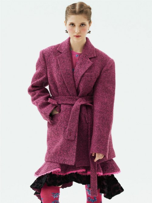 Jacquard Belted Half Coat