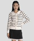 Striped Collar Knit Cardigan IVORY