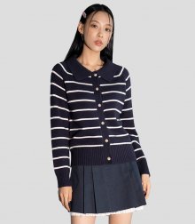 Striped Collar Knit Cardigan NAVY