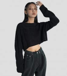 Twisted cropped knit BLACK