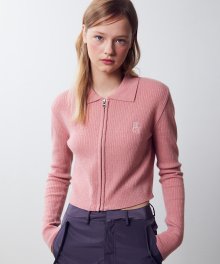 Classic Symbol Slim Knit Zipup Cardigan [ROSE TAN]