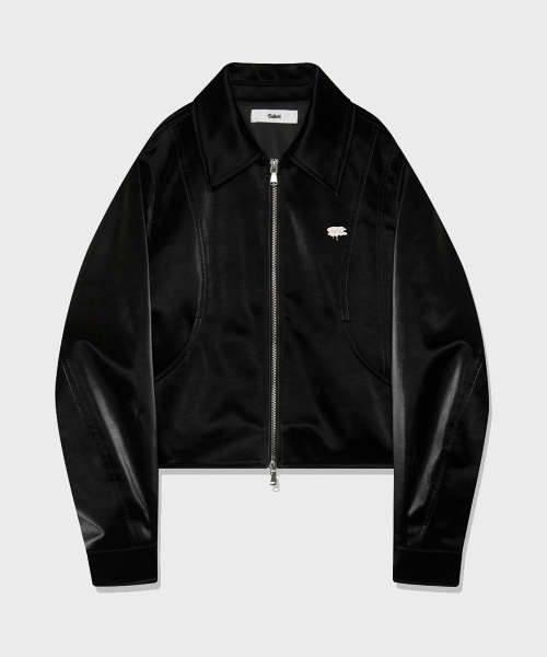 Женская глянцевая укороченная кожанка Black