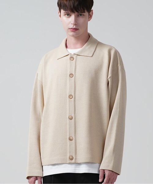Укороченный оверсайз кардиган с воротником Beige
