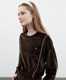 W VELVET TRACK CROP SWEATSHIRT dark brown