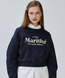 W LE BILLET LOGO CROP SWEATSHIRT navy