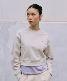 W CIRCLE LOGO CROP SWEATSHIRT oatmeal