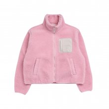 A LOGO EMBLEM BOUCLE FLEECE JACKET PINK