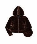 (W) VELVET SET ZIP-UP BROWN