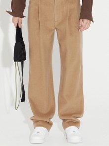 ONE-TUCK WOOL PANTS BEIGE