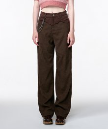 Corduroy Mix Pants  Brown