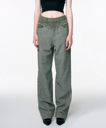 Corduroy Mix Pants  Khaki