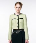 에트몽(ETMON) Trimmed Tweed Jacket  Light Green