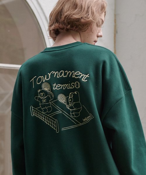 엠블러(AMBLER) [벨리곰 콜라보] Tennis Belly 남여공용 오버핏 기모 맨투맨 BMM203 (그린) - 36,900 | 무신사 스토어