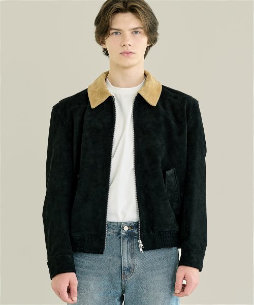 Коровья замша блузон [Black/Camel]