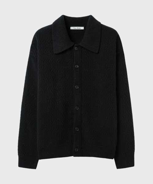 LOOSE FIT COLLAR CARDIGAN_BLACK