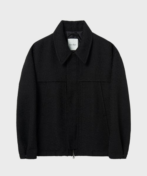 Balloon Fit твидовый жакет_BLACK