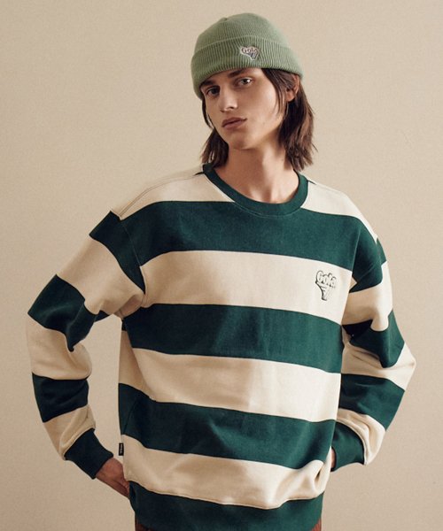 골라(GOLA) 스트라이프 스웨트 셔츠 [DEEP GREEN] - 29,950 | 무신사 스토어