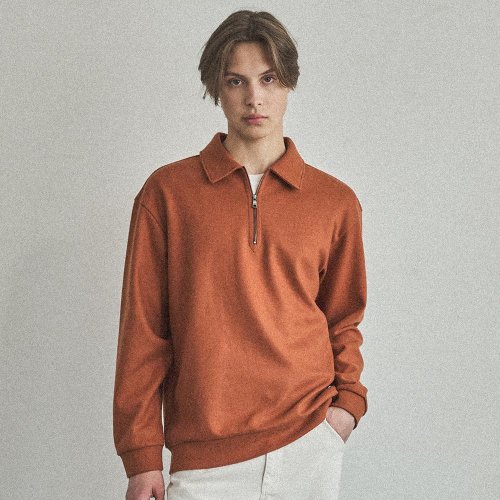 노티그(NOTIG) 울혼방 저지 하프집업 루즈핏 티셔츠 ORANGE - 사이즈 & 후기 | 무신사