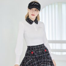 뉴 트위드 카라 벌룬 티셔츠 New tweed collar ballon sleeve T-shirts (Black)