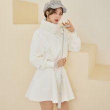 퍼 카라 플레어 집업 세트 Fur collar flare zip-up set (Ivory)