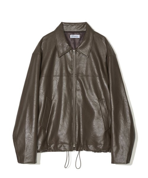 MUSINSA | PARTIMENTO [Vegan Leather] Overfit String Blouson Brown