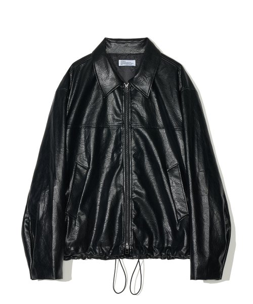 MUSINSA | PARTIMENTO [Vegan Leather] Overfit String Blouson Black