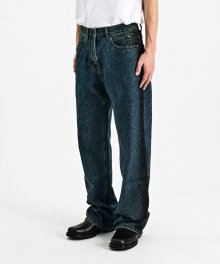 #0307 Retro bluish green wide jeans